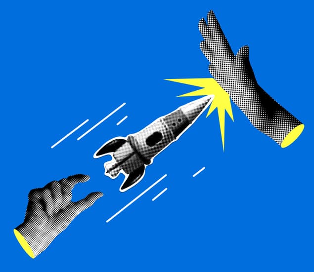 Illustration of a rocket taking off